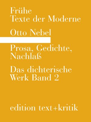 cover image of Prosa, Gedichte, Nachlaß